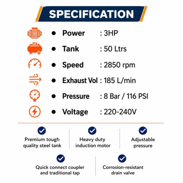 Air Compressor 3.0 HP Specifications