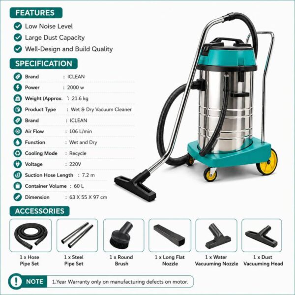 Vacuum Cleaner 60LTimer Specification