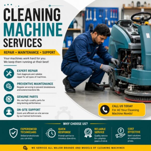 Industrial cleaning machine repair and maintenance services for scrubbers and cleaning equipment in Bangalore