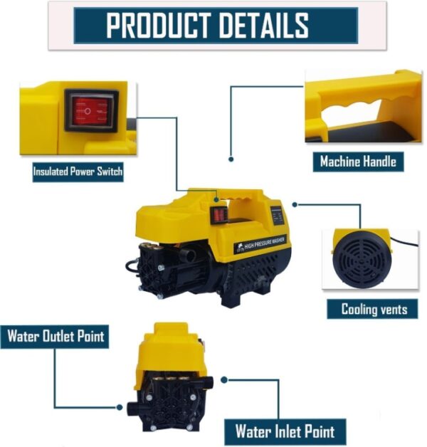 Electric pressure washer 135 Bar with 2000W motor and accessories