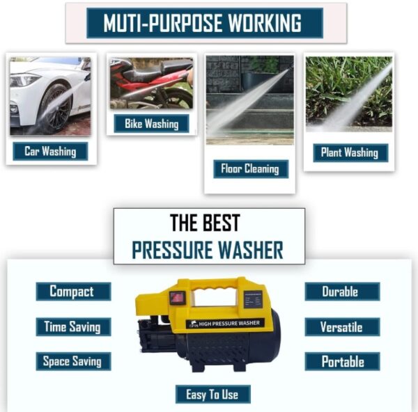 High pressure car washer machine with hose pipe and spray gun