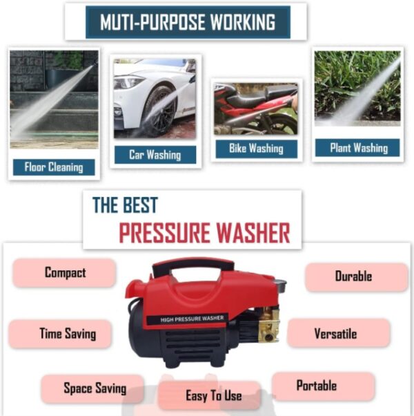 Pressure washer with foam spray bottle and extension rod