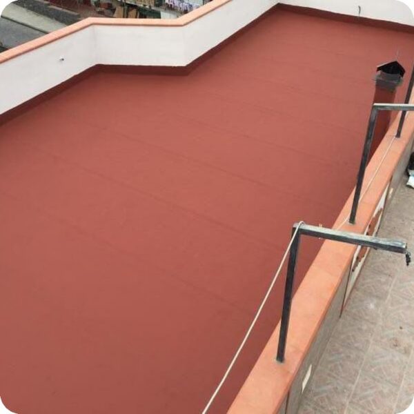 Red Waterproof Coating on Concrete Roof