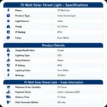 70 Watt Solar Street Light specifications, product details and trade information including IP55 rating, LED lighting, 70 Watt power and minimum order quantity
