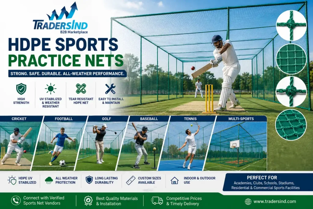 HDPE Sports Practice Nets for Cricket, Football, Golf and Multi-Sports by TradersInd