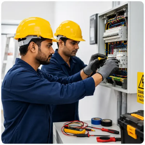 Professional electrician performing electrical installation service in Mumbai by N Raj Enterprises Pvt Ltd