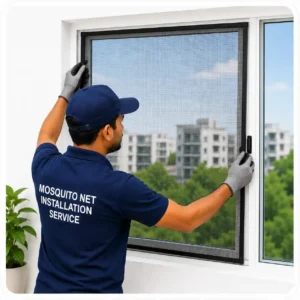 Window mosquito net installation with premium insect mesh for homes and apartments in Bangalore.