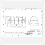 Pavitra Industries vibratory motor technical drawing showing front and side views with dimensional reference points