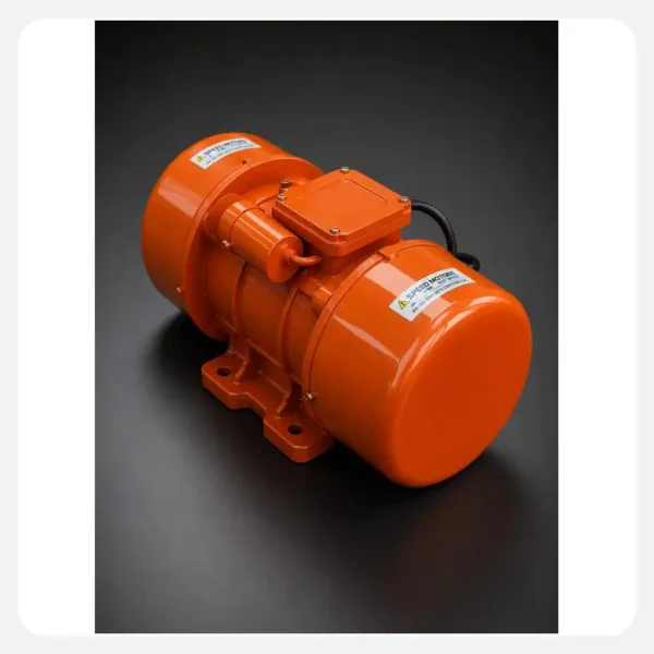 Speed Motors orange industrial vibrating motors shown in an outdoor application setting