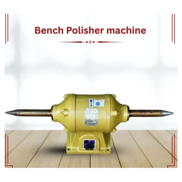 Industrial Bench Polisher Machine by Pavitra Industries, Ahmedabad, designed for metal polishing, buffing, and finishing.