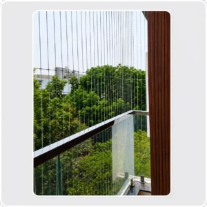 Mosquito net mesh installation for balcony in Babusabpalya, Bangalore providing insect protection and clear outdoor views.