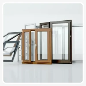 Modern UPVC sliding windows installed across a bright room with a scenic outdoor view