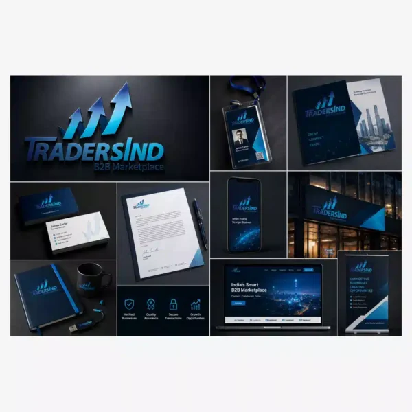 TradersInd B2B marketplace Independence Day billboard showing Indian industries and business connections