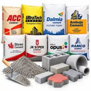 Cement and cement products including ACC, UltraTech, Dalmia, Ambuja, Shree, JK, Birla and Ramco cement